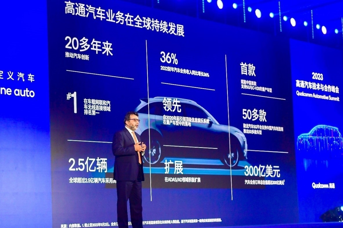 高通技術(shù)公司高級(jí)副總裁兼汽車業(yè)務(wù)總經(jīng)理Nakul Duggal發(fā)表主題演講。（受訪者供圖）