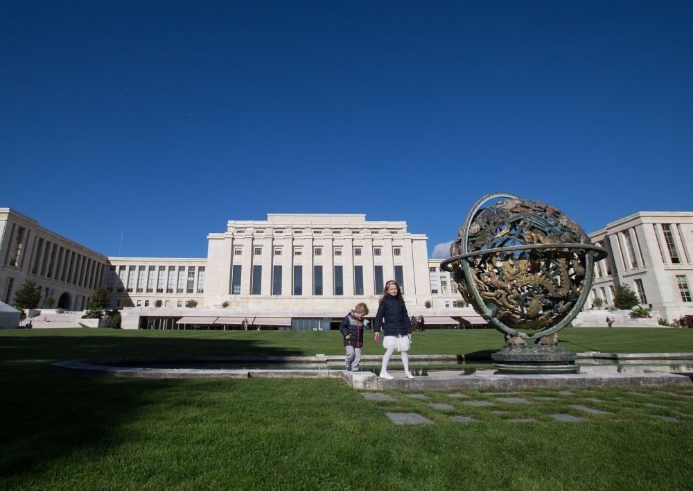 這是在瑞士日內(nèi)瓦拍攝的聯(lián)合國萬國宮外景（2017年10月7日攝）。新華社記者 徐金泉 攝