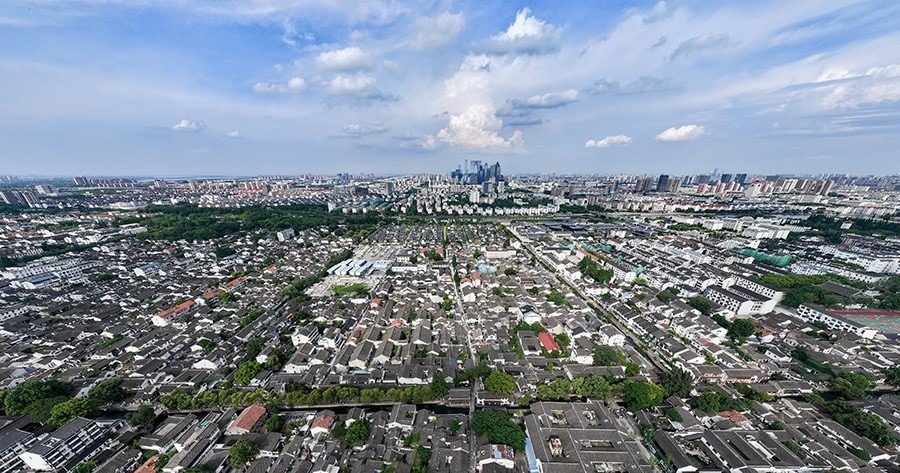 2023年7月3日拍攝的蘇州平江歷史文化街區(qū)（無人機照片）。新華社記者 李博 攝