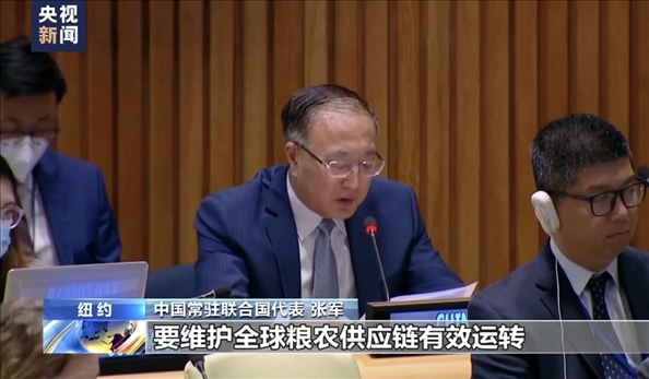 △2022年7月，第76屆聯(lián)合國大會舉行高級別特別會議?！叭虬l(fā)展倡議之友小組”就糧食安全問題闡述小組成員共同立場。