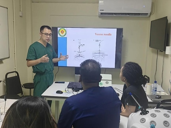 培訓(xùn)現(xiàn)場。第18期援圭亞那醫(yī)療隊供圖