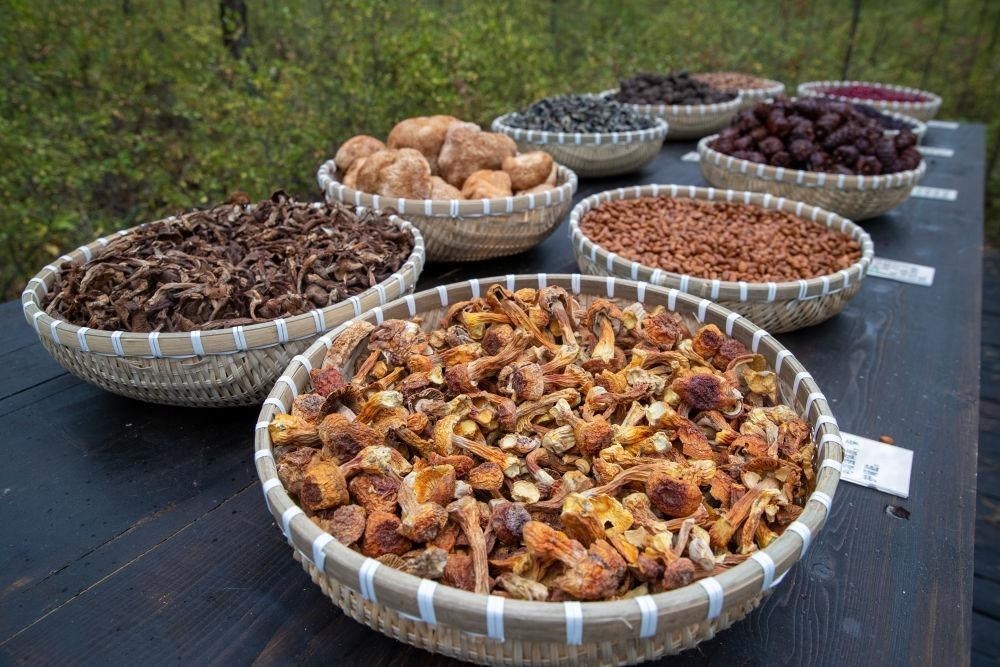 △近日，漠河市北極村一景區(qū)展示的林下產(chǎn)品。