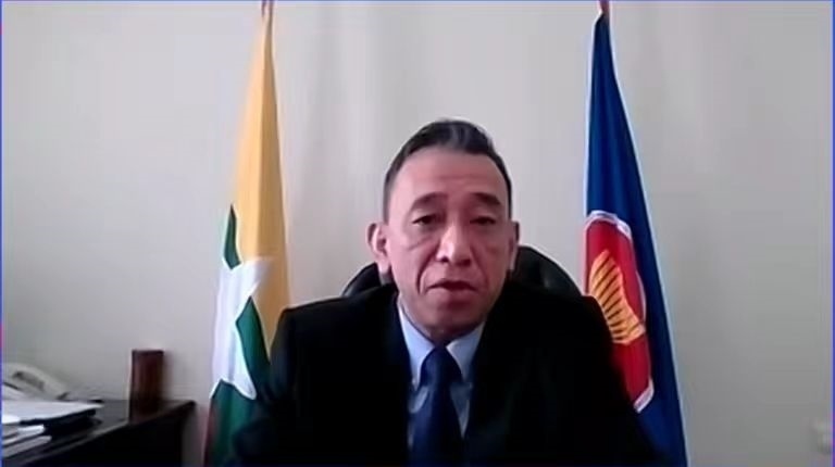 昂苗敏致辭。中國(guó)駐東盟使團(tuán)供圖