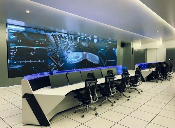 杭州奧體中心游泳館內(nèi)智慧可視化平臺(tái)。 圖片來源：場館建設(shè)方