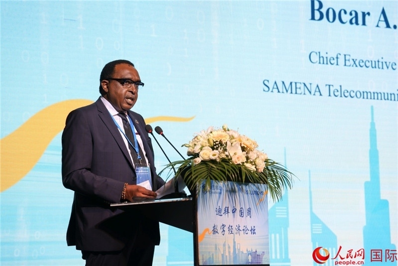 SAMENA電信協(xié)會首席執(zhí)行官博卡爾致辭。人民網(wǎng)記者任皓宇攝