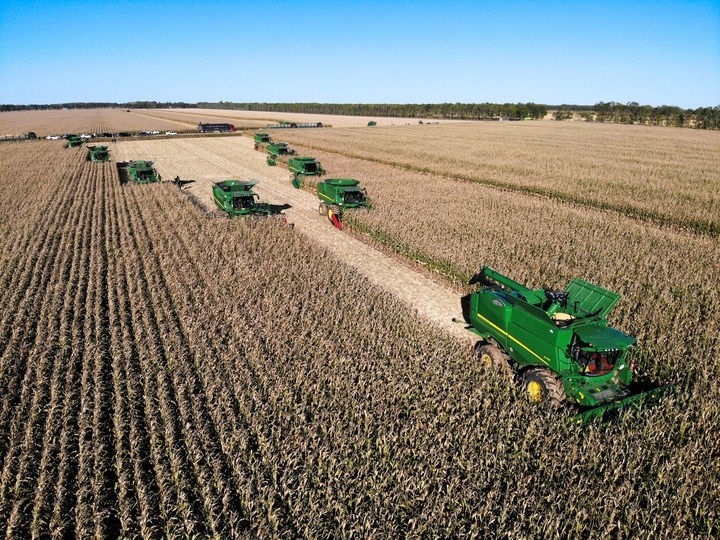 9月20日在位于黑龍江雙鴨山市友誼縣的北大荒農(nóng)業(yè)股份有限公司友誼分公司一地塊拍攝的秋收現(xiàn)場(chǎng)（無(wú)人機(jī)照片）。新華社記者 王松 攝