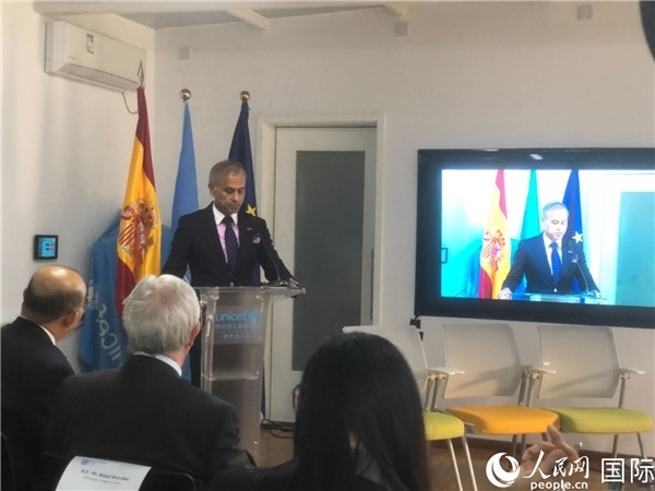 聯(lián)合國駐華協(xié)調(diào)員常啟德在研討會上致辭。 人民網(wǎng)記者 趙健攝