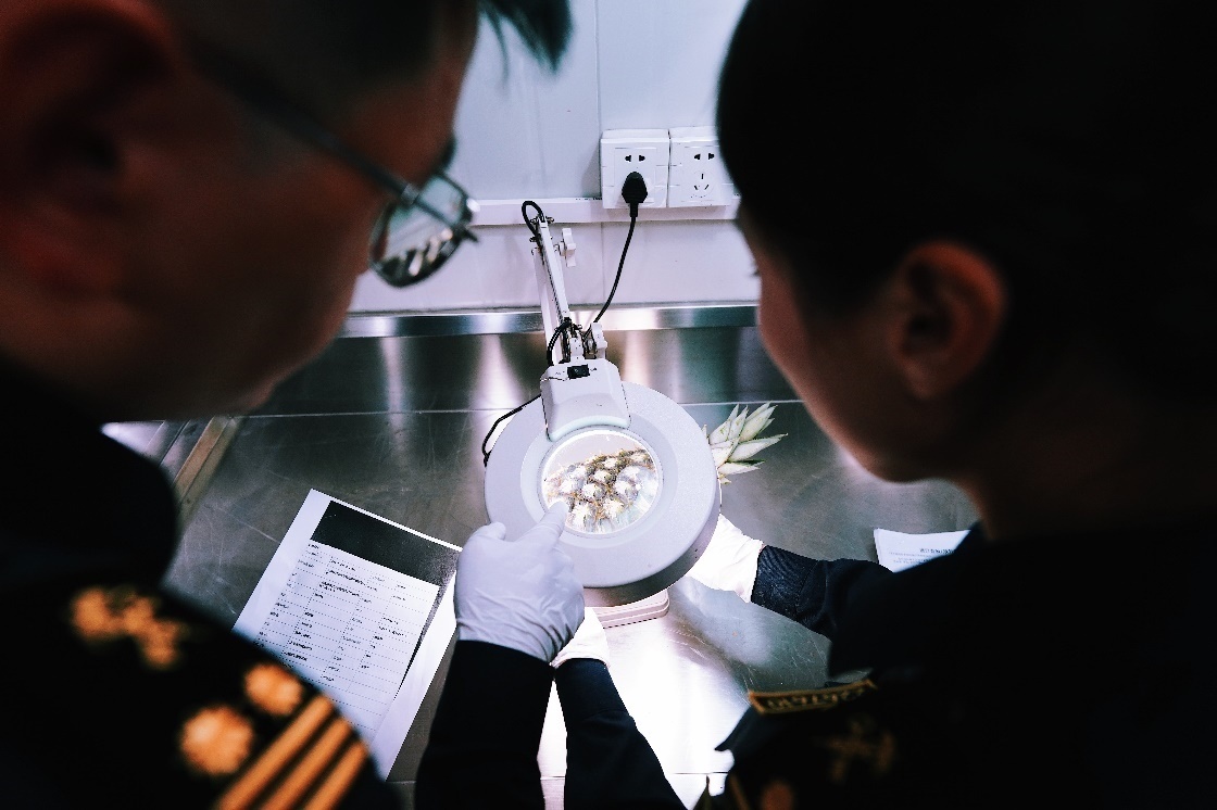 上海海關關員針對檢疫性有害生物和農藥殘留進行檢疫檢驗。陳興洲攝