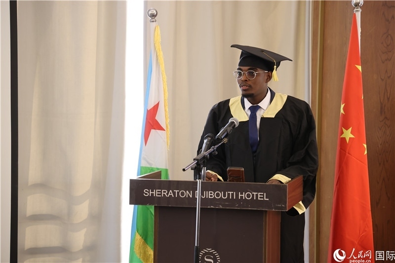 吉布提魯班工坊2023屆畢業(yè)生代表發(fā)言。人民網(wǎng)記者 張志文攝