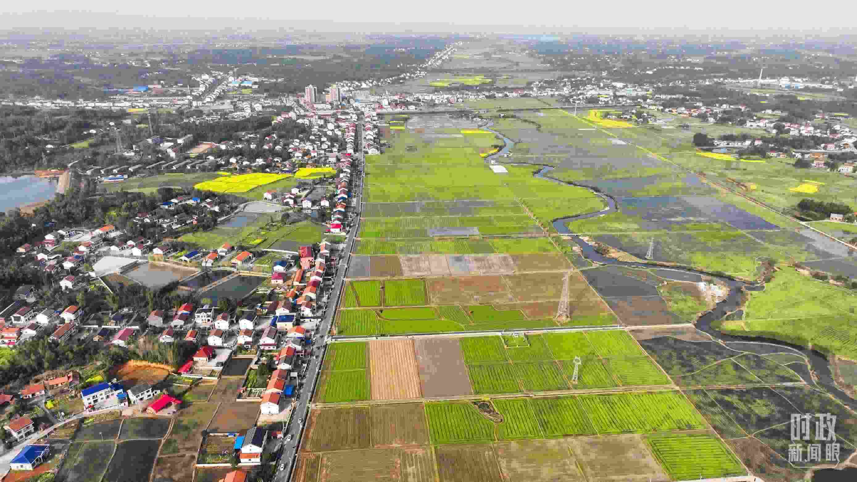 △俯瞰常德市謝家鋪鎮(zhèn)港中坪村。（總臺(tái)國(guó)廣記者李晉拍攝）