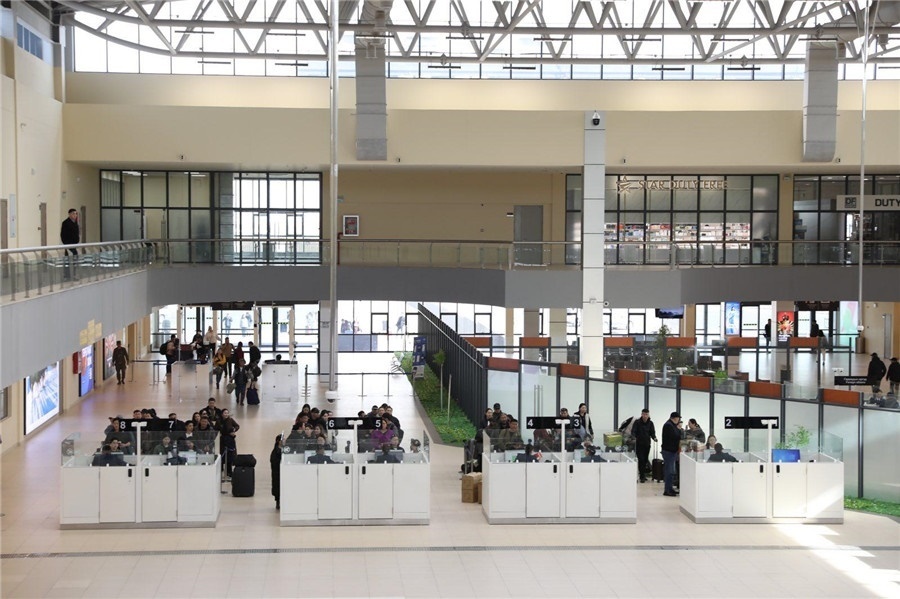 3月24日，扎門烏德口岸通關(guān)現(xiàn)場。駐蒙古使館供圖