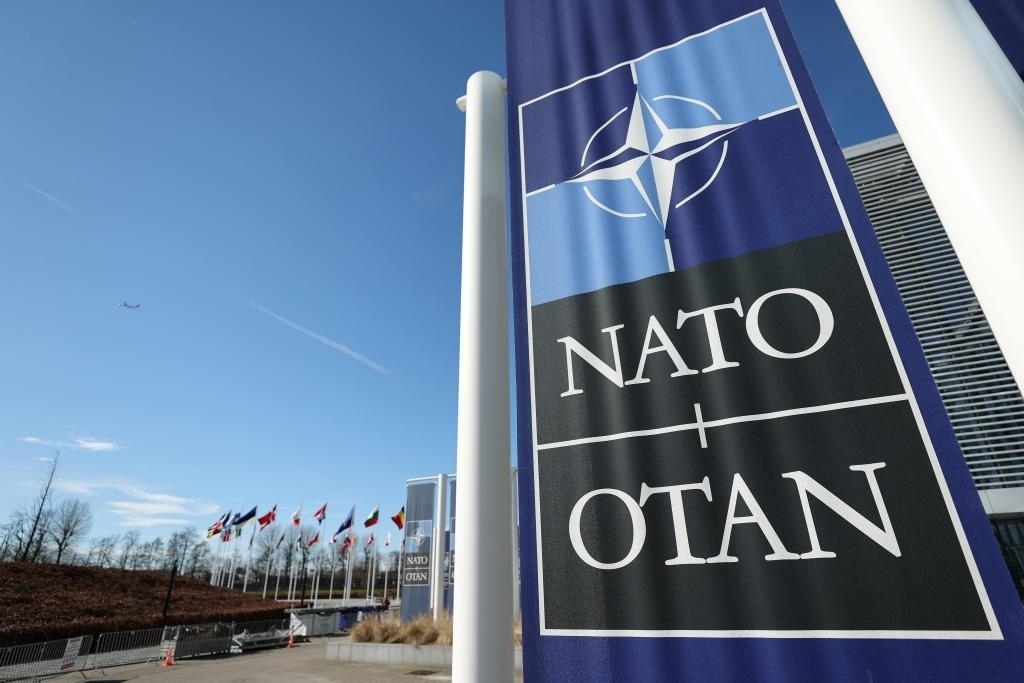 這是3月14日在比利時布魯塞爾拍攝的北約總部一角。新華社記者趙丁喆攝