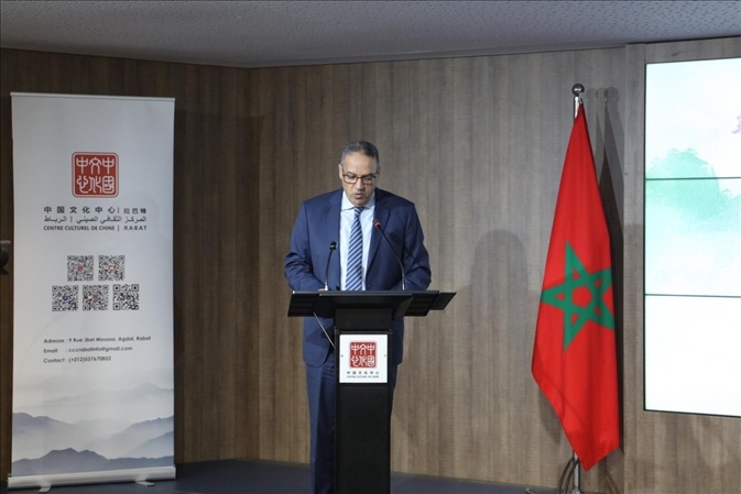 摩洛哥青年、文化和新聞部秘書長邁斯歐迪致辭，摩洛哥中國文化中心供圖