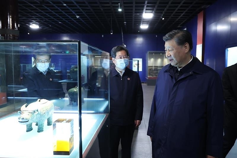 △2022年10月28日，習(xí)近平總書記在河南安陽市殷墟博物館考察。