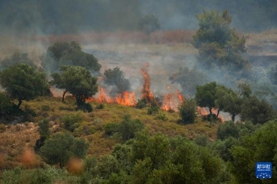 6月12日，以色列北部加利利地區(qū)遭受火箭彈襲擊后冒出滾滾濃煙。新華社發(fā)（阿亞爾·馬戈林?jǐn)z/基尼圖片社）