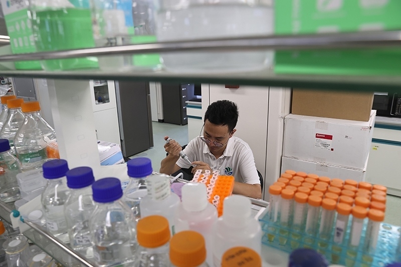 在三亞崖州灣科技城，一名青年科技工作者正在進(jìn)行科研工作。