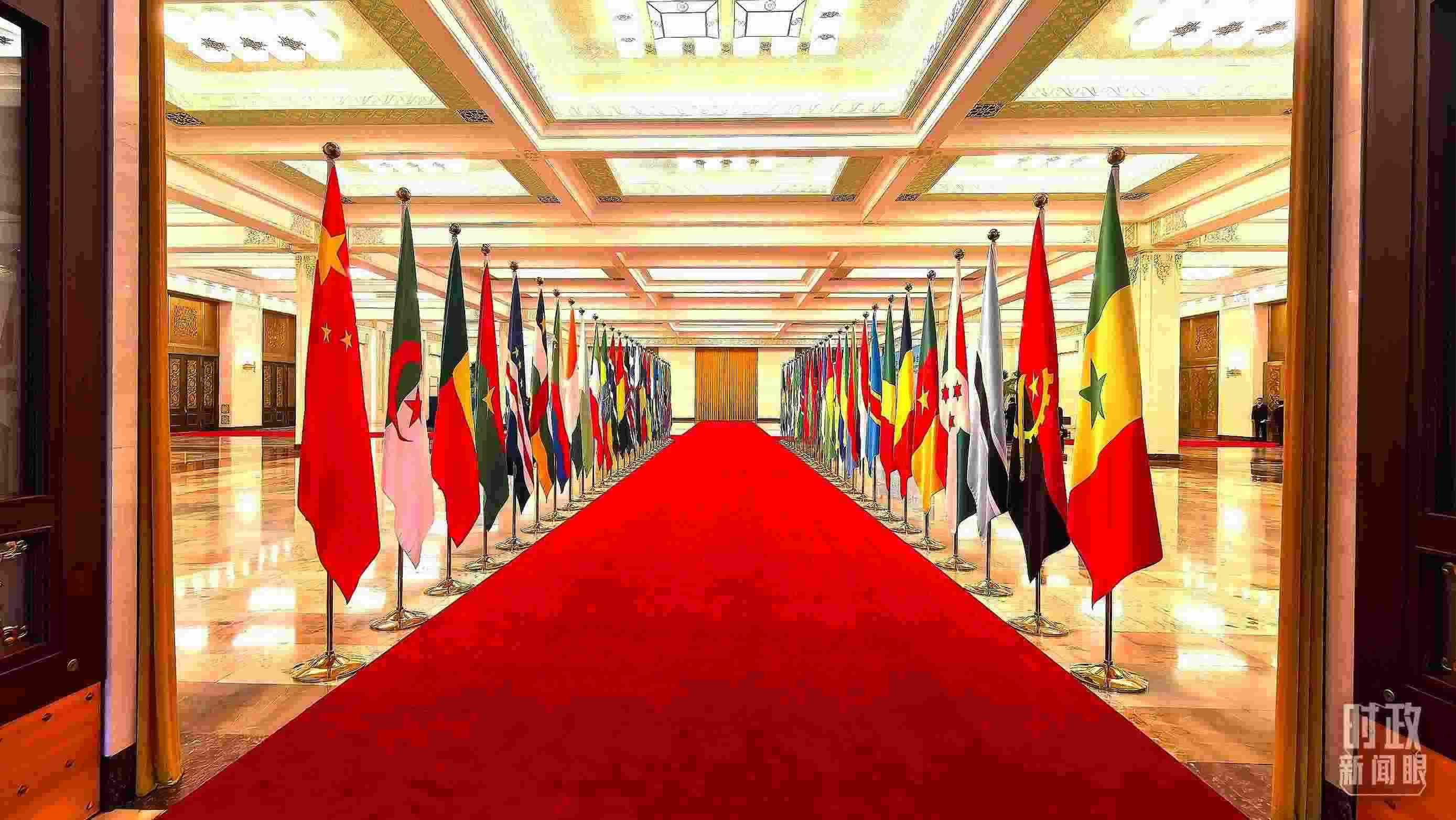  △人民大會堂內(nèi)的旗陣。（總臺央視記者馬超拍攝）