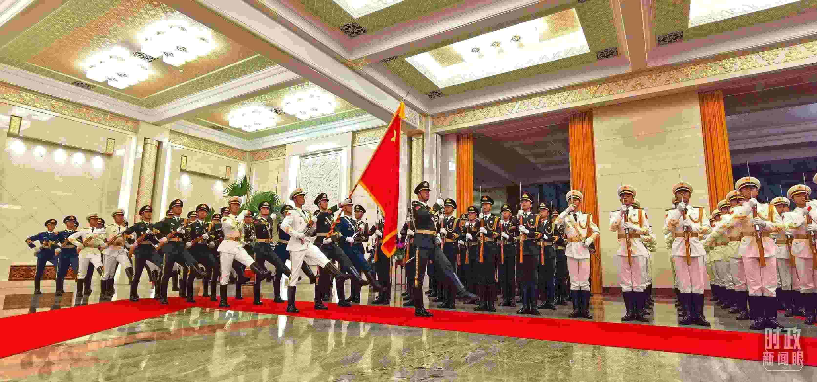 歡迎儀式上的儀仗隊(duì)。（總臺(tái)央視記者郭鴻拍攝）