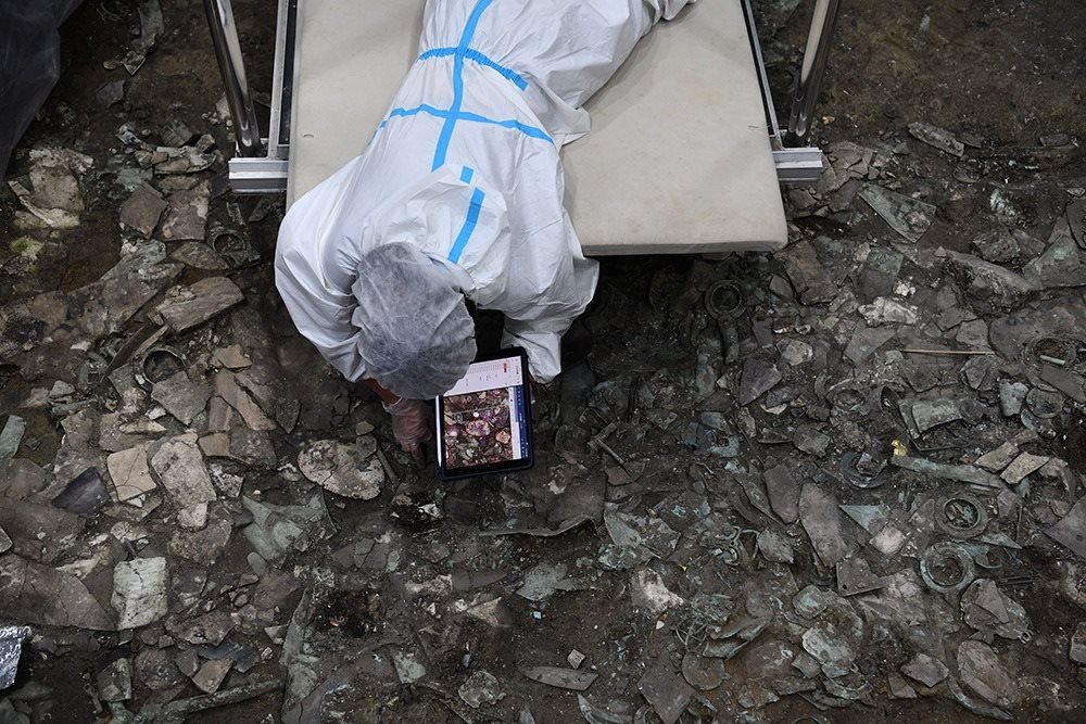 2022年6月28日，四川德陽，三星堆7號祭祀坑發(fā)掘現(xiàn)場。