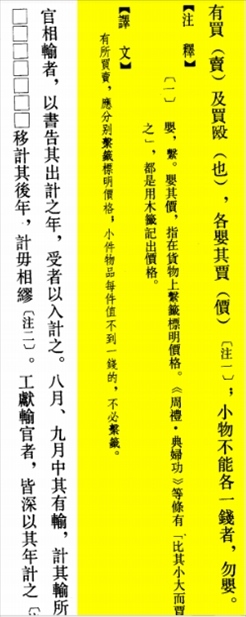 △“買賣的時候，應(yīng)分別掛上價格標(biāo)簽標(biāo)明價格，小件物品每件不到一錢的，不必懸掛標(biāo)簽。”