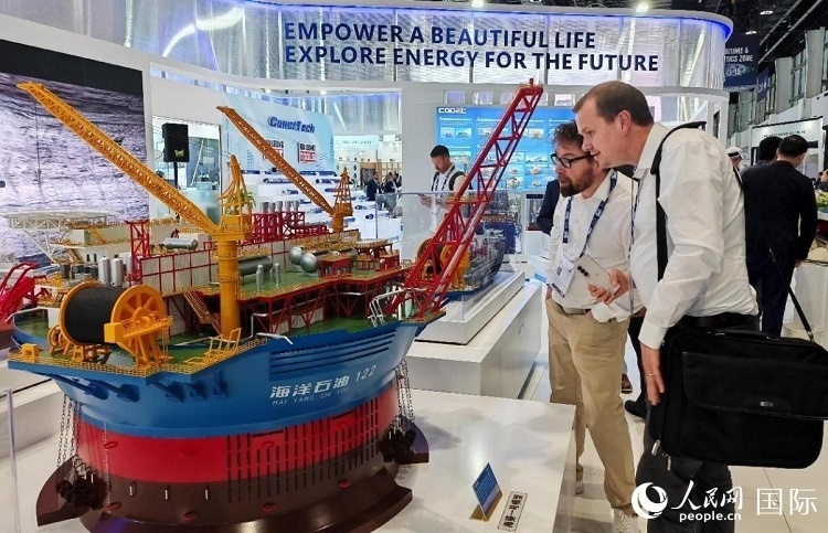 觀眾在中企展臺(tái)參觀。人民網(wǎng)記者管克江攝