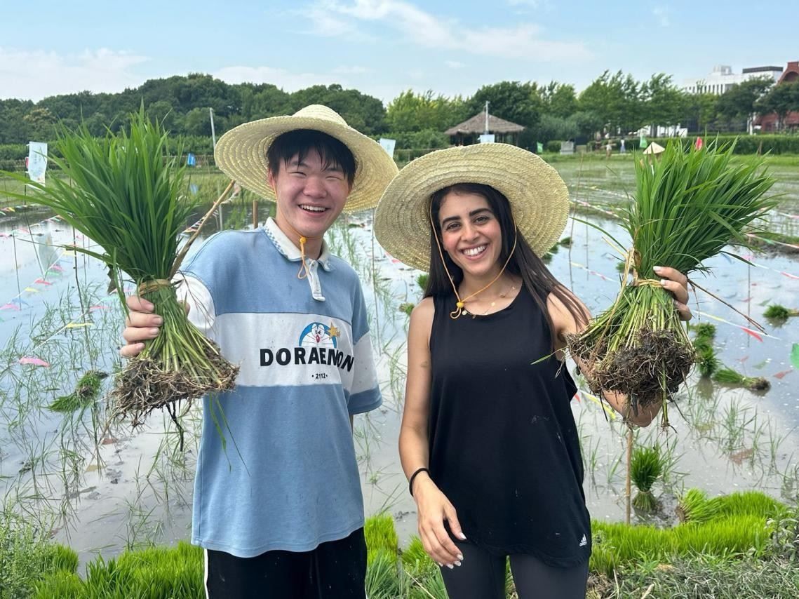 卡友琪在插秧。受訪者供圖