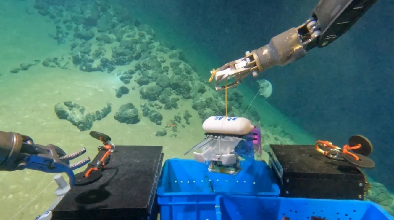 北航深海小型機(jī)器人在深海測試。校方供圖